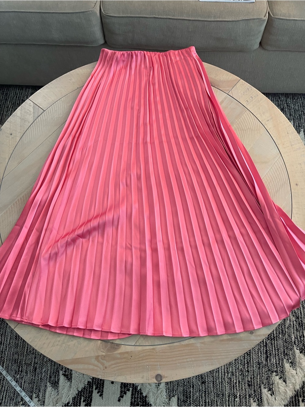 Saks Fifth Avenue Coral Pink Pleated Midi Skirt - Picture 6 of 6